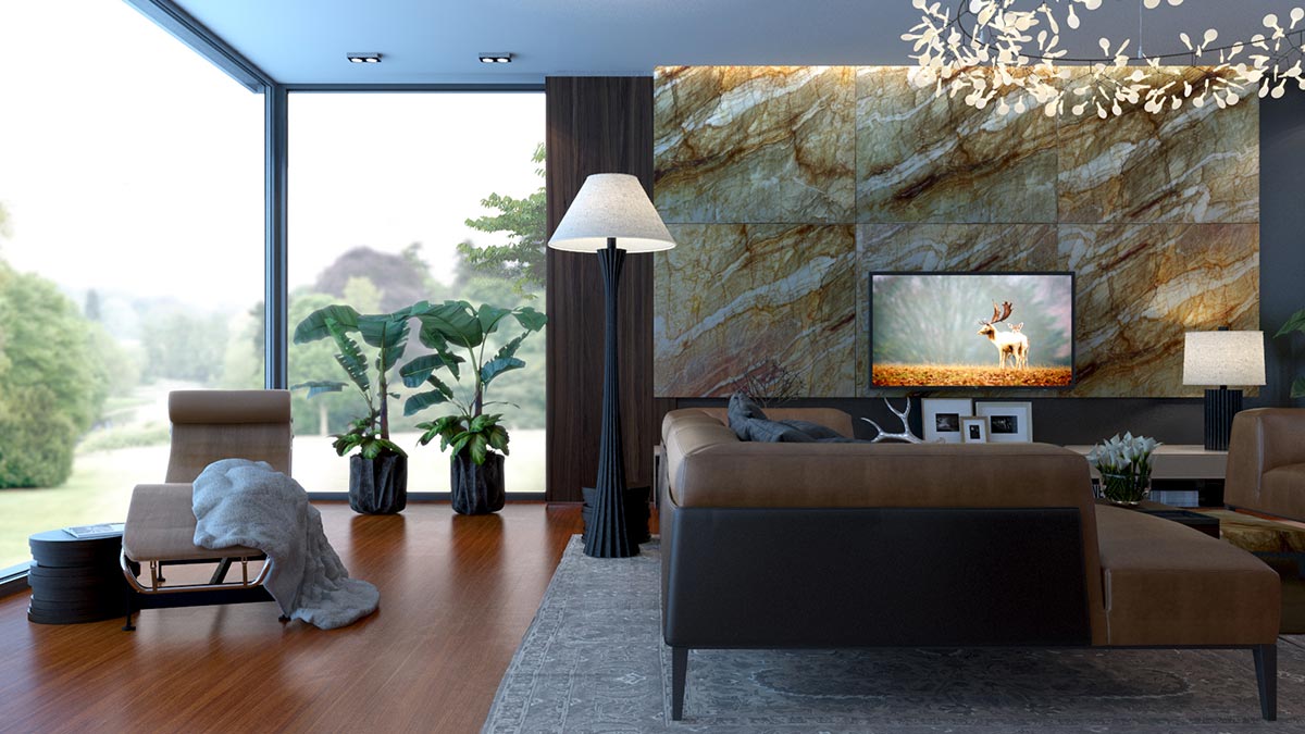 3D vizualizace obývacího pokoje