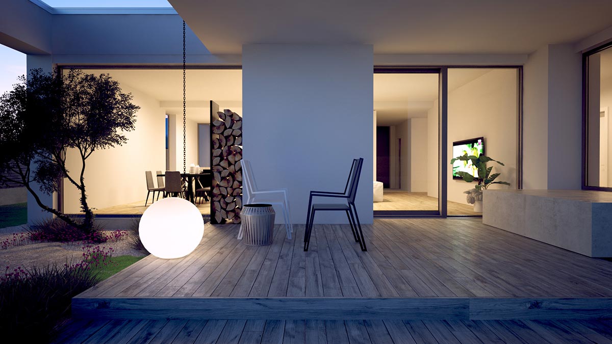 Vizualizace detailu terasy rodinného domu