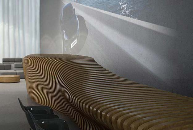 Náhled 3D vizualizace návrhu recepce - Hyundai showroom