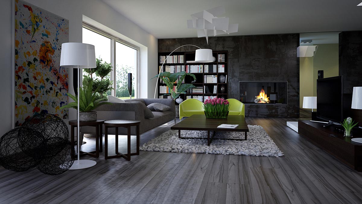 3D návrh obývacího pokoje