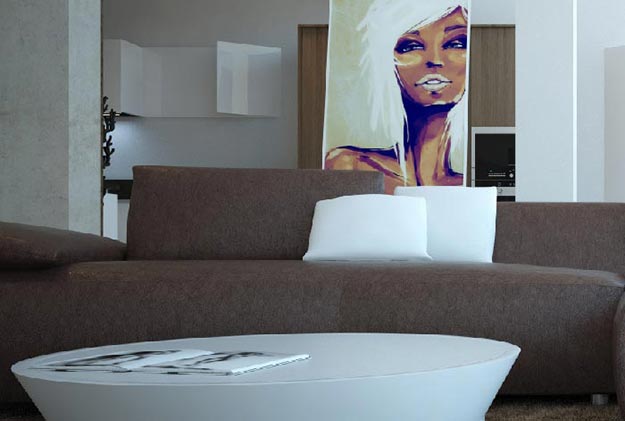 Úvodní náhled vizualizace návrhu obývacího pokoje rodinného domu u Pardubic