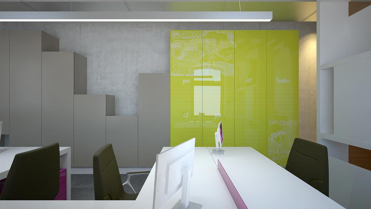 Vizualizace řešení designu kanceláří