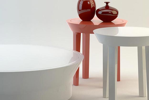 Detail designu konferenčních a odkládacích stolečků