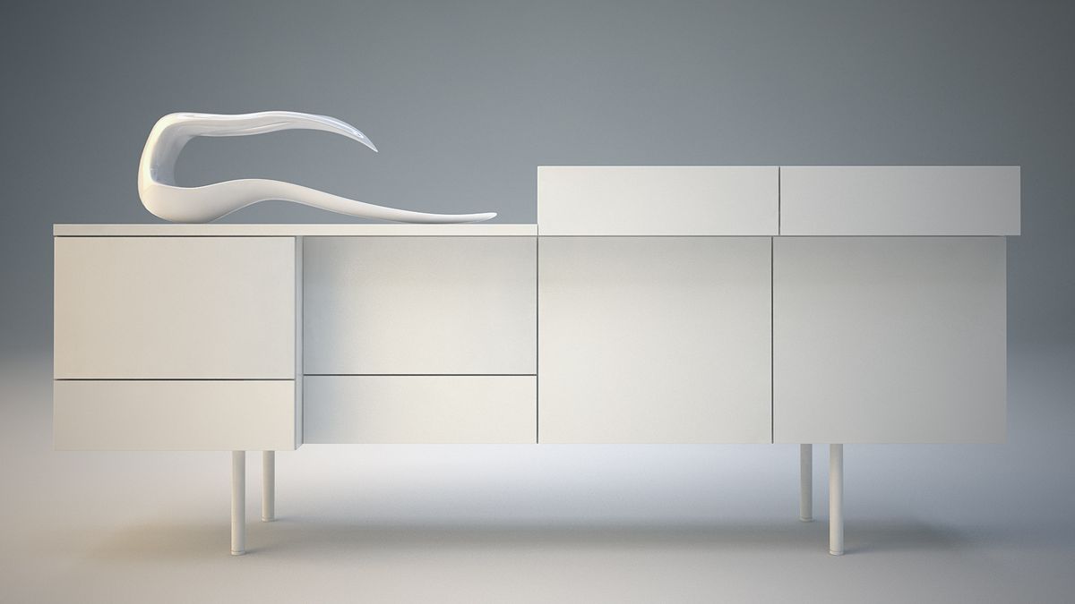 Vizualizace designu komody do soukromé pracovny